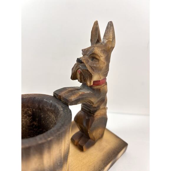Vintage Wooden Scottish Terrier Pencil Holder‎ Solid Wood Carved Scottie Scotty - Picture 8 of 11